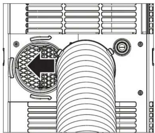 Technical diagram of a server rack with ventilation ducts and a central fan component (no text or labels)