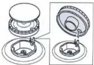 Technical line drawing of a mechanical assembly showing three views of a component with no visible text or symbols