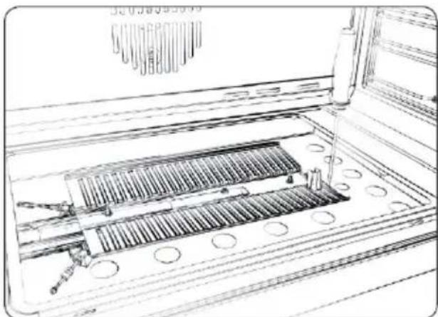 Technical line drawing of a mechanical assembly or machine component (no visible text or symbols)