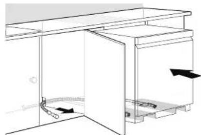 Diagram of a double-chamber kitchen or oven with internal components and airflow direction arrows (no text or labels)