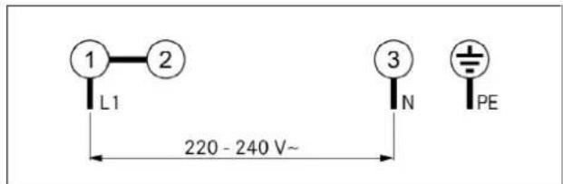 1 L1 2 220 - 240 V~ 3 N PE