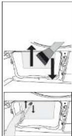 Diagram showing mechanical assembly or assembly process with arrows indicating direction and force vectors