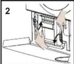 Line drawing of a hand operating a mechanical device with arrows indicating motion (no text or symbols)