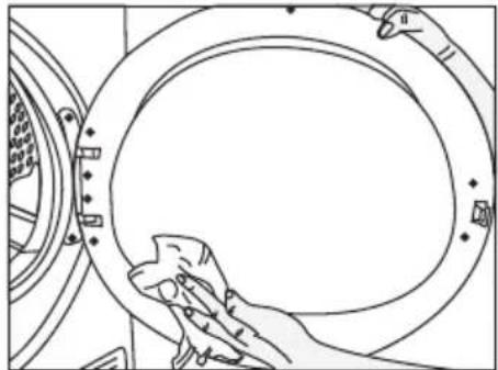 BEKO BMT73EW - Filtri per lanugine (filtri interni ed esterni) / Pulizia della superficie interna dell'oblò di caricamento - 5