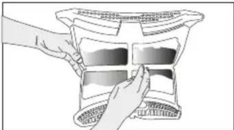 Illustration of hands holding a container with a grid pattern, no text or symbols present