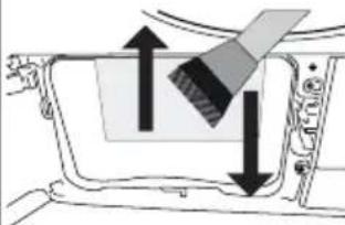 Diagram of a vehicle's seatbelt mechanism showing two directional arrows (up and down) indicating movement or force directions within the frame (no text or symbols present)