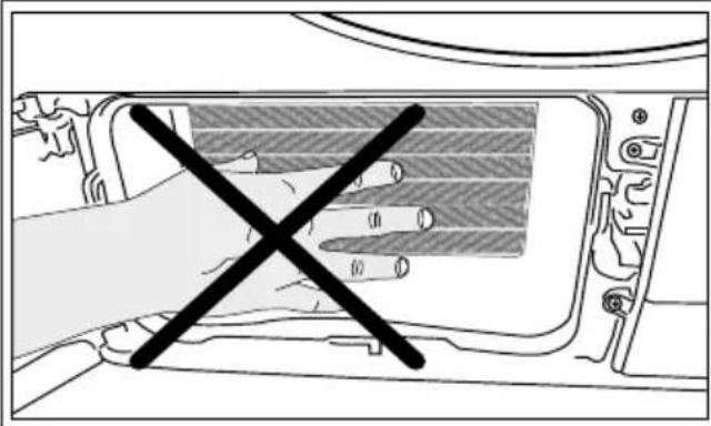 Diagram of a hand holding a cross symbol inside a vehicle's air vent, with no text or labels present.