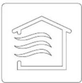 Simple line drawing of a house with wavy lines indicating airflow or water flow (no text or symbols)
