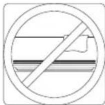 Prohibition sign with diagonal line crossing over a shaded horizontal band (no text or symbols)