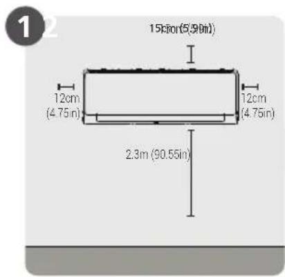 15cm (5.90in) 12cm (4.75in) 12cm (4.75in) 2.3m (90.55in)