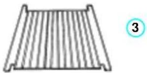 Simple line drawing of a corrugated metal grate with no text or symbols