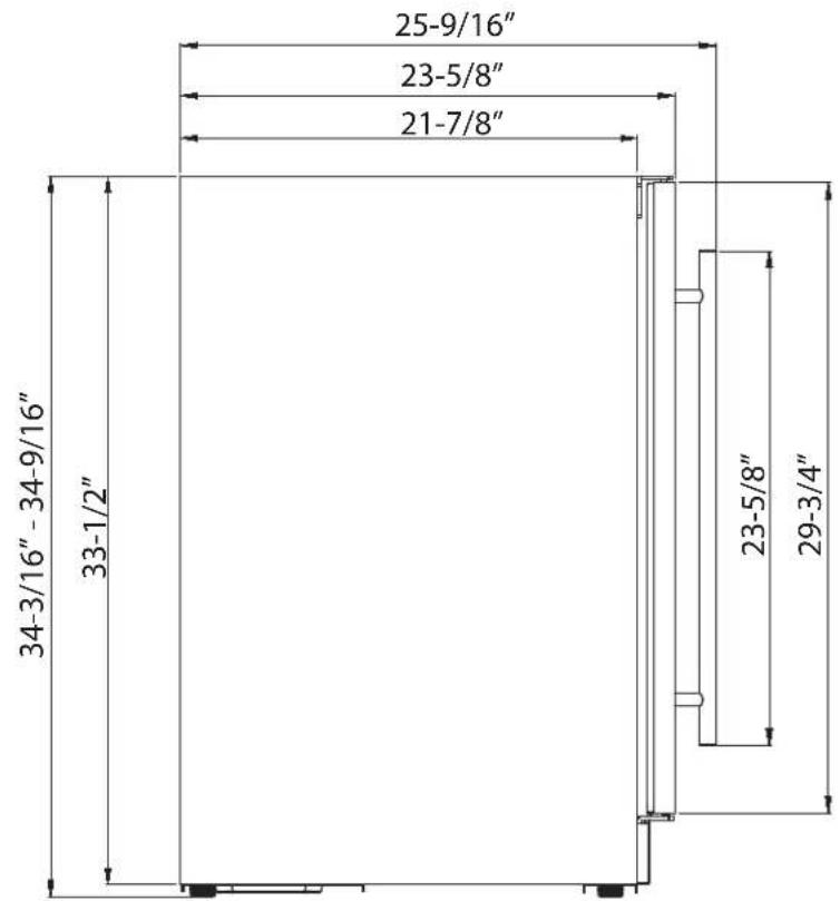 25-9/16" 23-5/8" 21-7/8" 34-3/16" - 34-9/16" 33-1/2" 23-5/8" 29-3/4"