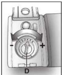 Mechanical component diagram showing a dial indicator with no visible text or symbols
