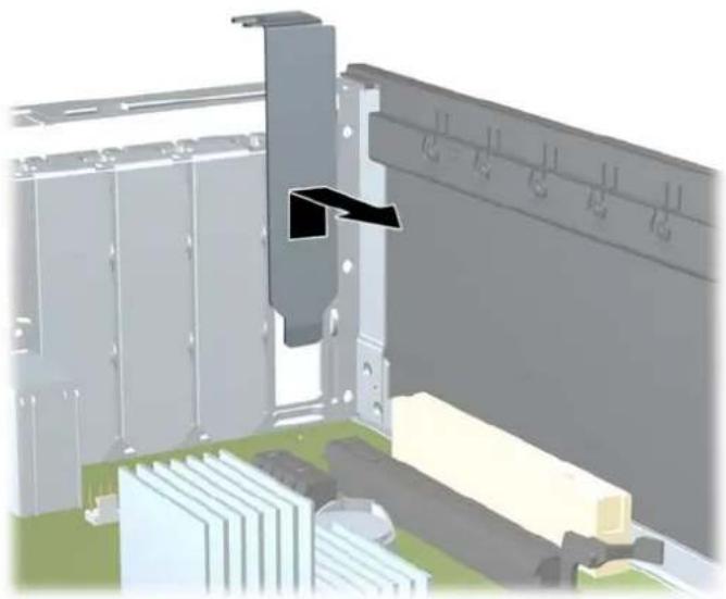 3D rendering of a mechanical assembly with metal brackets and a black arrow indicating a component (no text or symbols)