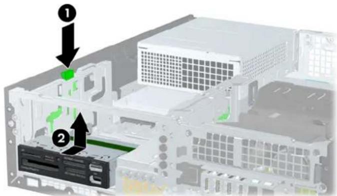 Diagram of a computer drive showing labeled components with arrows and numbered annotations
