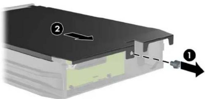 Diagram of a device component with labeled parts and directional arrows indicating assembly or movement.