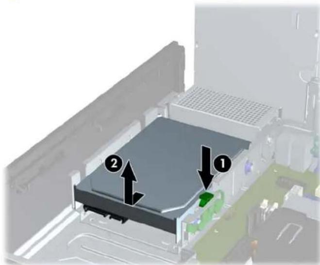 3D diagram of a computer drive bay with labeled components (no text or symbols present)