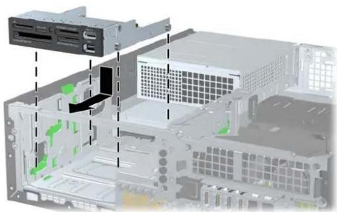 3D diagram of a server rack with internal components and highlighted areas (no text or symbols)