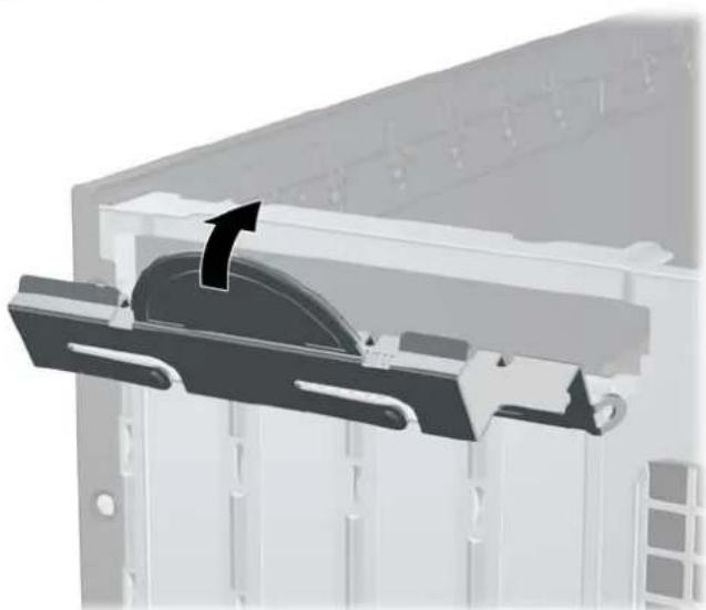 3D rendering of a mechanical component with a black arrow indicating direction (no text or symbols)