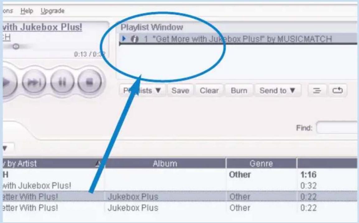 with Jukebox Plus! 0:13 / 0:32 Playlist Window ► 1 "Get More with Jukebox Plus!" by MUSICMATCH Plaists ▼ Save Clear Burn Send to ▼ Find: y by Artist Album Genre H with Jukebox Plus! Other 1:16 Letter With Plus! Jukebox Plus Other 0:32 Letter With Plus! Jukebox Plus Other 0:22