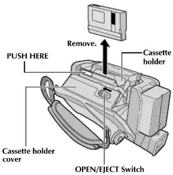 PUSH HERE Remove. Cassette holder Cassette holder cover OPEN/EJECT Switch
