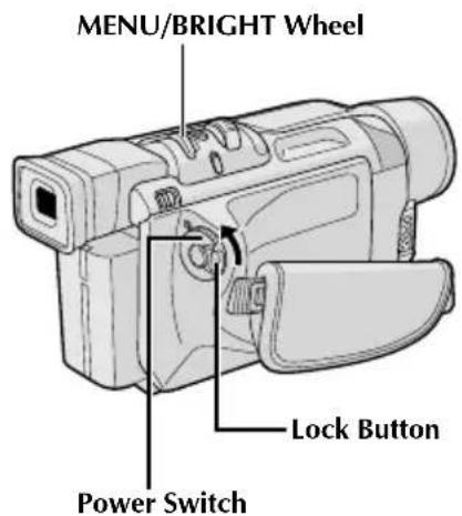 MENU/BRIGHT Wheel Lock Button Power Switch