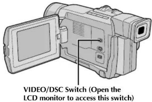 VIDEO/DSC Switch (Open the LCD monitor to access this switch)
