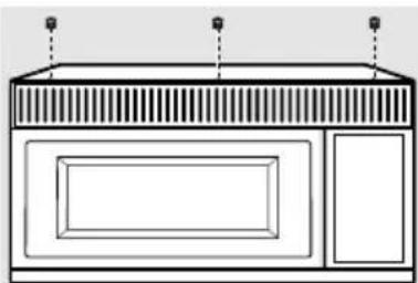 Line drawing of a microwave oven with top and front panels (no text or symbols)