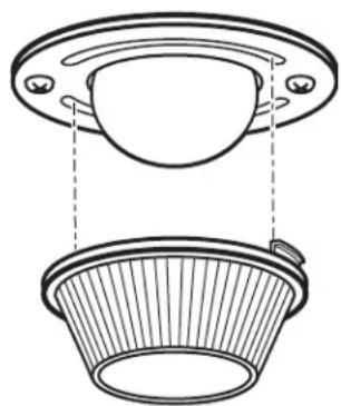 Technical line drawing of a mechanical component with a flange and a basket (no text or symbols)