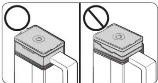 Two identical diagrams showing a component with a circular symbol above and a prohibition sign below, no text or symbols present.