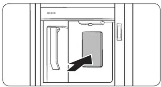 Diagram of a door with a door handle and internal panel, showing a black arrow pointing to the door panel (no text or symbols present)