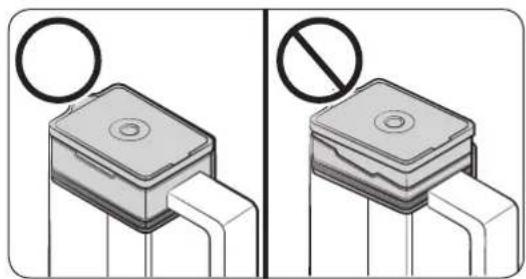 Two diagrams showing a device with a circular symbol above and a prohibition sign below, no text or labels present.