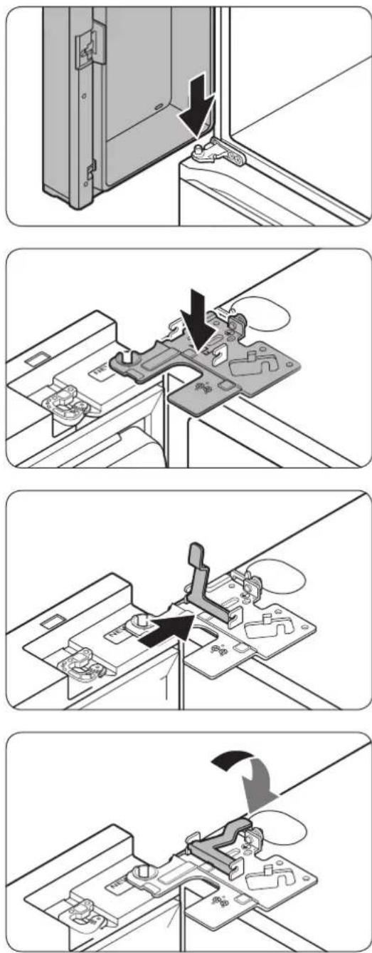 Technical diagram showing four steps of a mechanical assembly or mounting process with Chinese annotations.