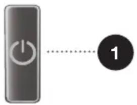Diagram showing a power button next to a numbered circle, likely indicating connection or step 1
