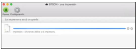 EPSON - una impresión Paesa Configuración La impresora está ocupada Impresión - Enviando datos a la impresora.
