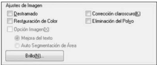 Ajustes de Imagen □ Destramado □ Restauración de Color □ Opción Imagen(×) ● Mejora del texto ○ Auto Segmentación de Área Brillo(N)...