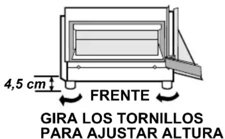 4,5 cm FRENTE GIRA LOS TORNILLOS PARA AJUSTAR ALTURA
