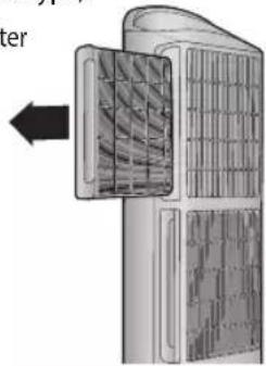 Diagram of a car air conditioner unit with airflow pattern and ventilation slots (no text or symbols)