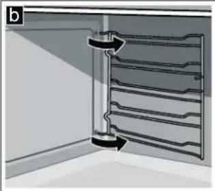 Diagram of a wall-mounted rack with a directional arrow indicating rotation (no text or symbols)