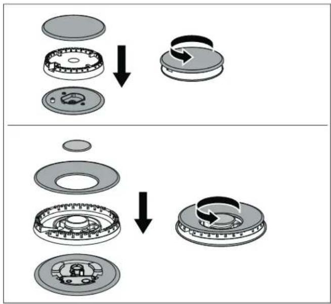 BOSCH HDS8045U - Positionnement du chapeau et de la base du brûleur - 1