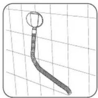 Simple line drawing of a curved object on a grid background (no text or symbols)
