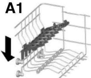 Mechanical assembly diagram showing a frame structure with a downward arrow, no text or symbols present