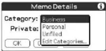 Memo Details Category: Business Private: Personal Unfiled Edit Categories... OK