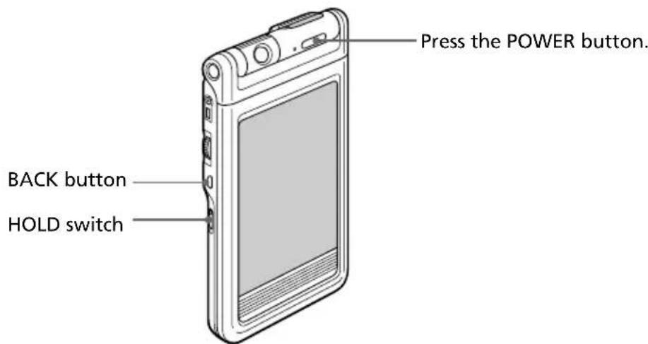 Press the POWER button. BACK button HOLD switch