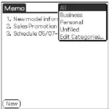 Memo 1. New model info 2. Sales Promotion 3. Schedule 05/07- All Business Personal Unfiled Edit Categories... New