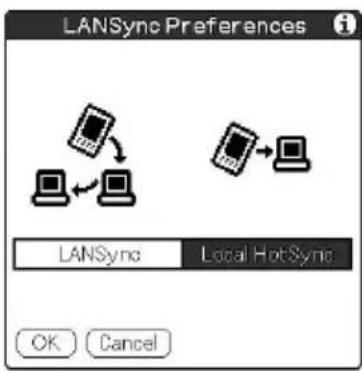 LANSync Preferences LANSync Local HotSync OK Cancel