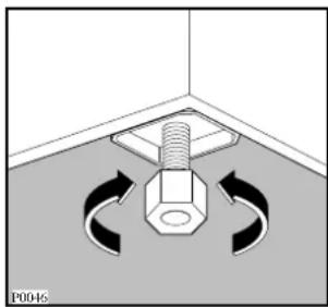Diagram of a bolt and nut assembly with rotational arrows indicating movement (no text or symbols)