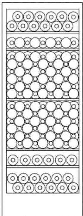 Diagram of layered circular structures with uniform spacing, no text or symbols present