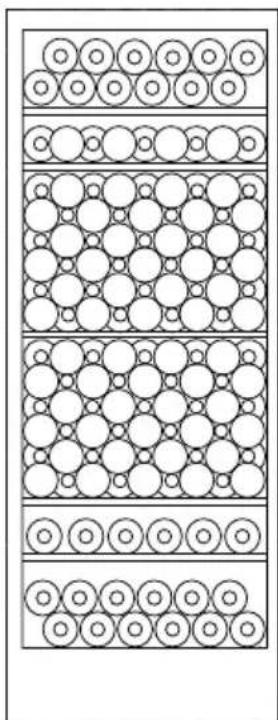 Diagram of layered circular structures with uniform spacing, no text or symbols present