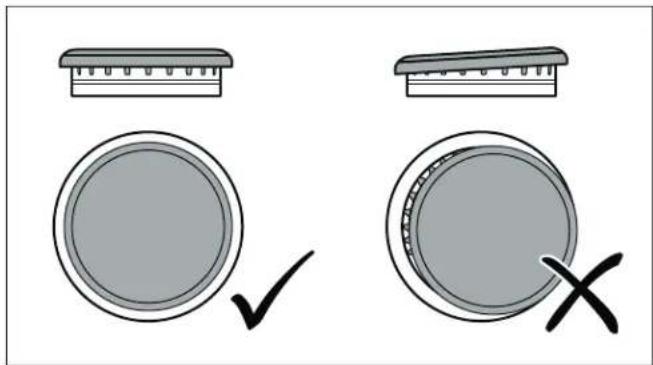 Two circular objects with checkmarks, one above and one below, both with different shading patterns (no text or symbols)